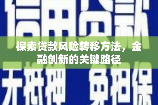 偃师探索贷款风险转移方法，金融创新的关键路径