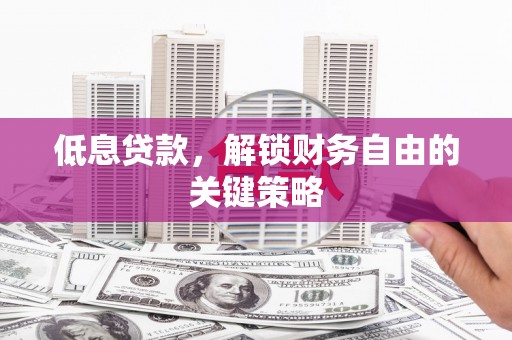 偃师低息贷款，解锁财务自由的关键策略